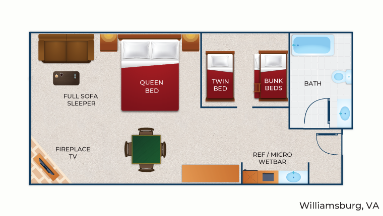 The floor plan for the KidCabin Suite (Balcony/Patio)